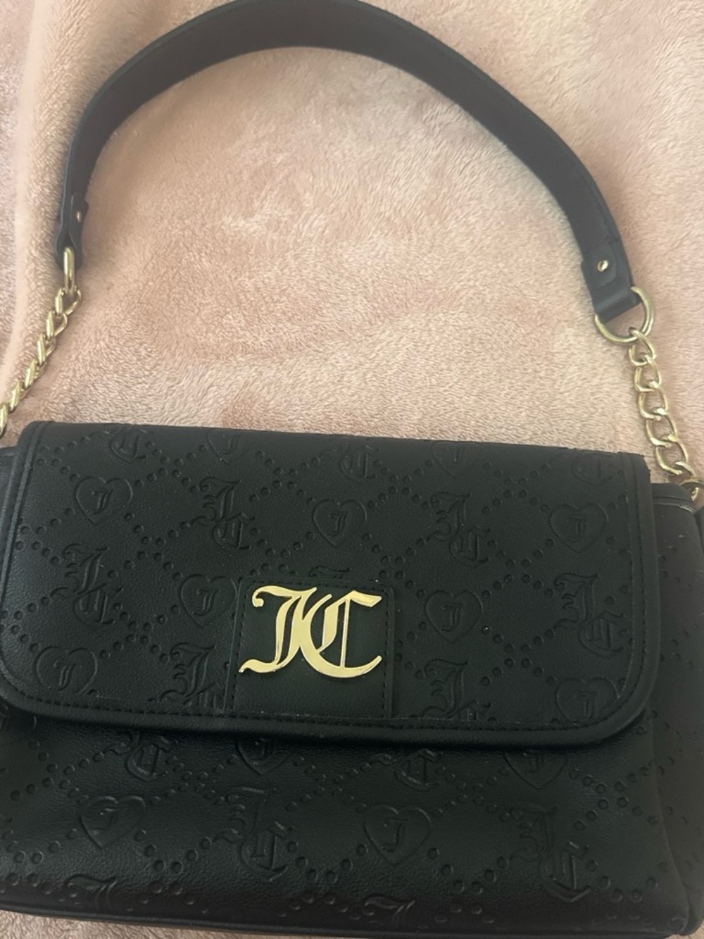 Juicy Couture Black Shoulder Bag with Gold Logo